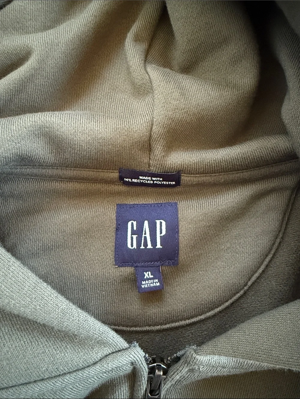 GAP Men's Olive Full-Zip Hooded Sweater